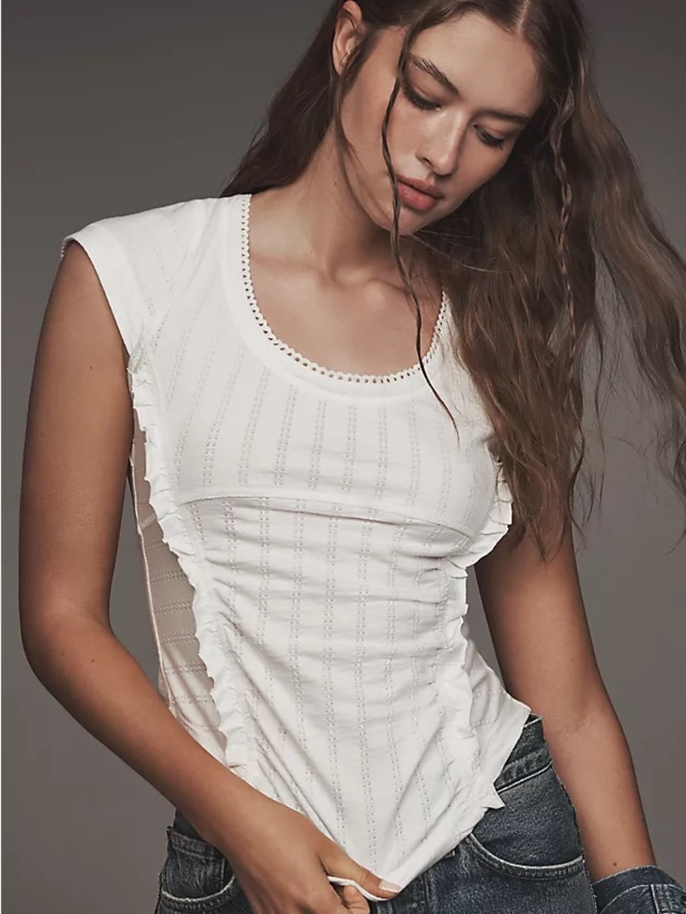 Pilcro textured cap sleeve tee
